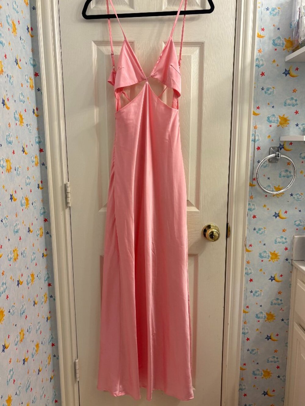Peppermayo Pink Maxi Dress with Cutout Bodice